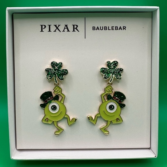 BaubleBar Jewelry - BaubleBar Pixar Disney Mike Wazowski St Patricks’s Day earrings NIB